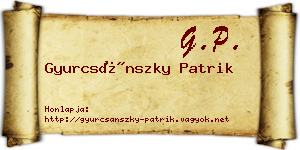 Gyurcsánszky Patrik névjegykártya